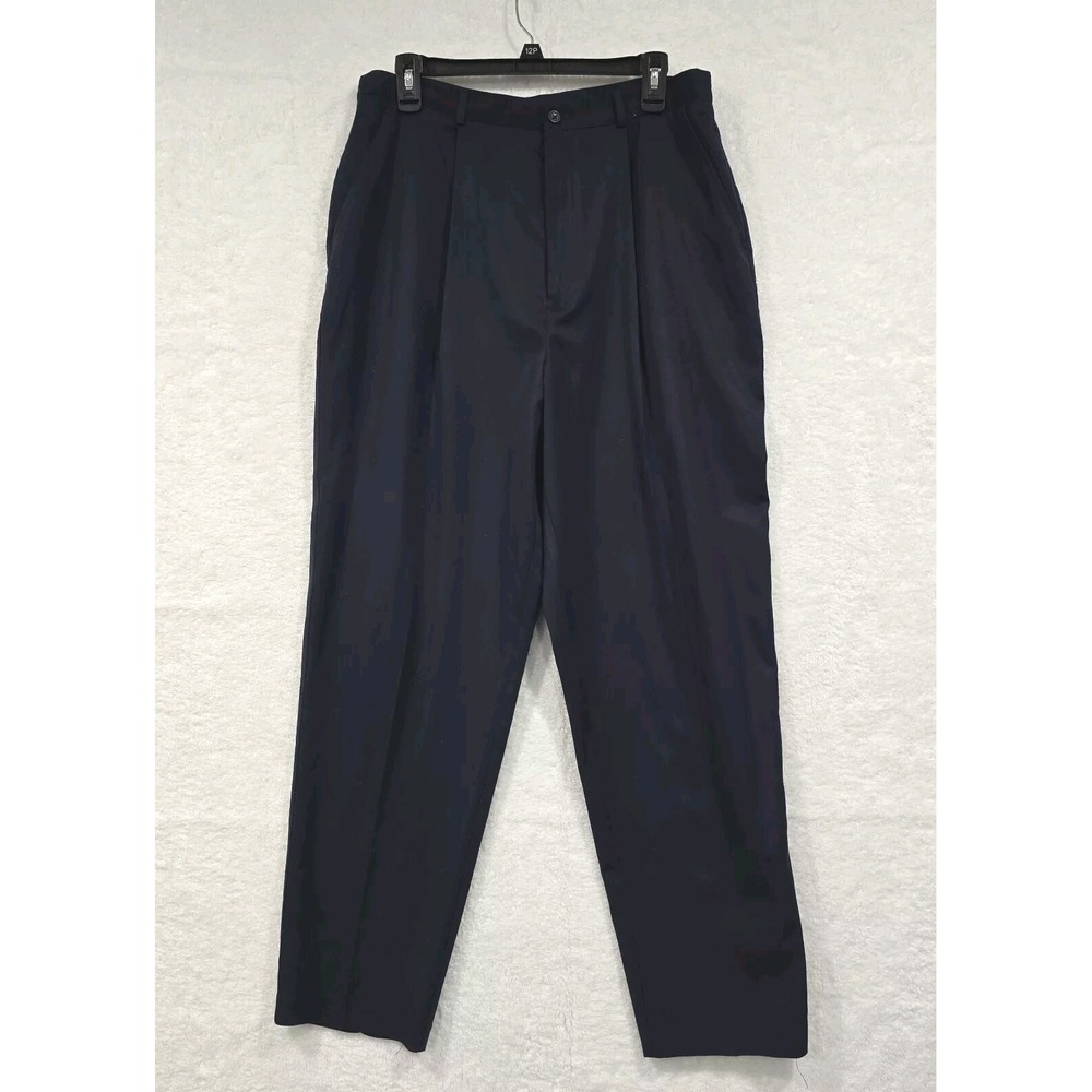 Jaclyn Smith Dress‎ Pants Pleated Womens Size 16 Blue Polyester Wide-Leg Pockets